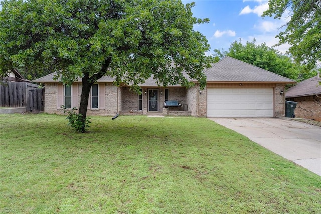 9703 Woodrock Ct, Oklahoma City, OK 73130 - view of front of property with an attached garage, concrete driveway, a porch, and roof with shingles