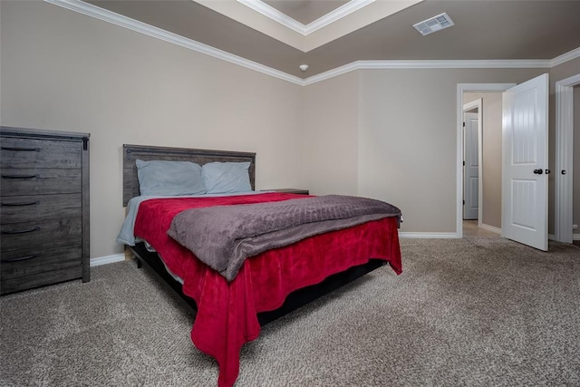 7521 Prairie Twyne Dr, Yukon, OK 73099 - bedroom featuring carpet, ornamental molding, and baseboards
