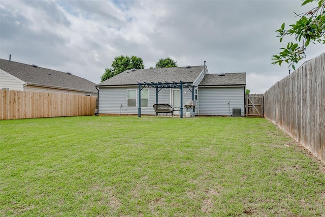 1705 NW 147th St, Edmond, OK 73013 - rear view of property featuring a pergola, central AC, a gate, and a shingled roof