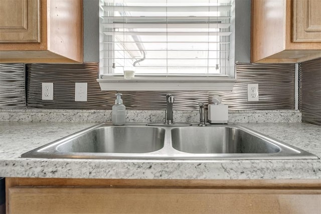 1705 NW 147th St, Edmond, OK 73013 - kitchen view of a sink, light countertops, and decorative backsplash
