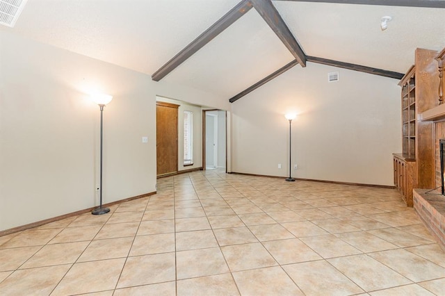 2232 Butternut Pl, Edmond, OK 73013 - unfurnished living room with a tile fireplace, light tile patterned flooring, and baseboards