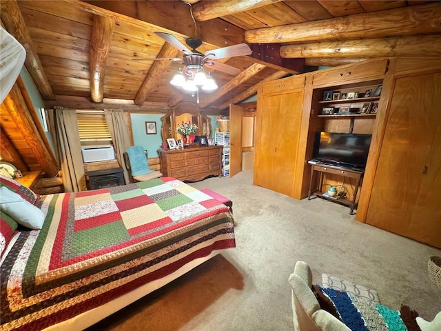 10813 S Peggy Lou Dr, Oklahoma City, OK 73165 - carpeted bedroom featuring wooden ceiling with exposed beams