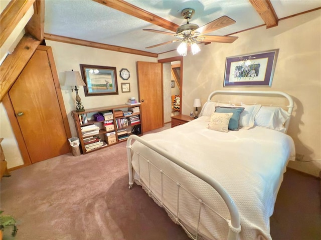 10813 S Peggy Lou Dr, Oklahoma City, OK 73165 - bedroom with carpet, a ceiling fan, and ornamental molding