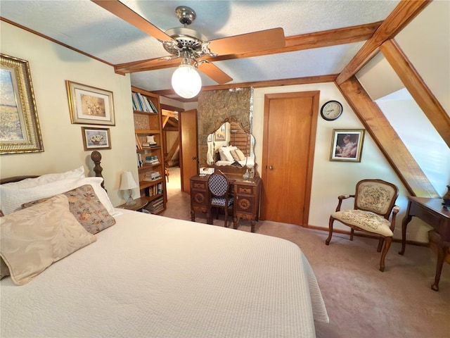 10813 S Peggy Lou Dr, Oklahoma City, OK 73165 - carpeted bedroom featuring a textured ceiling and ceiling fan