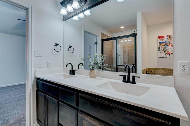 4116 NW 155th St, Edmond, OK 73013 - full bathroom with double vanity and tiled shower