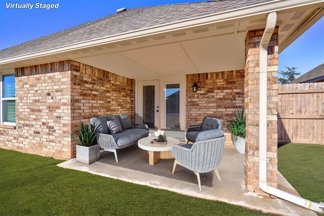 4116 NW 155th St, Edmond, OK 73013 - view of patio / terrace featuring french doors and outdoor lounge area