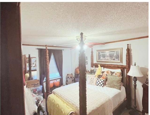 12301 US Highway 77, Lexington, OK 73051 - bedroom featuring a textured ceiling and ornamental molding