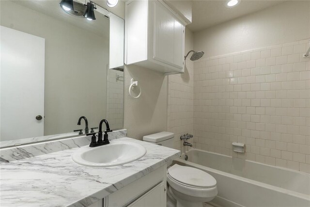 1422 SW 96th St, Oklahoma City, OK 73159 - bathroom with vanity, shower / bath combination, and toilet