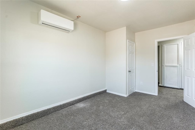 1422 SW 96th St, Oklahoma City, OK 73159 - unfurnished bedroom with an AC wall unit, dark carpet, and baseboards
