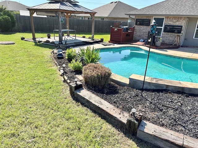 9632 Ashford Dr, Yukon, OK 73099 - view of pool featuring a gazebo, a fenced backyard, and a patio