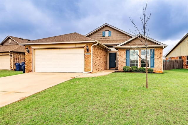 19005 Valencia Park Dr, Edmond, OK 73012 - ranch-style house with an attached garage, brick siding, and driveway