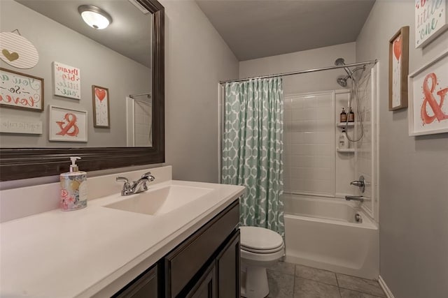 19005 Valencia Park Dr, Edmond, OK 73012 - full bath featuring vanity, toilet, tile patterned floors, and shower / bath combo