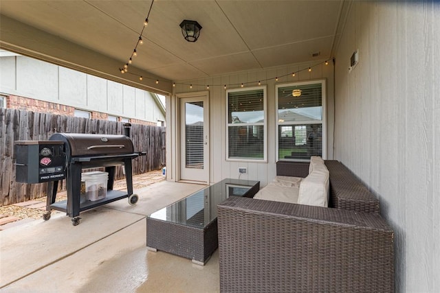 19005 Valencia Park Dr, Edmond, OK 73012 - view of patio / terrace featuring grilling area and an outdoor living space