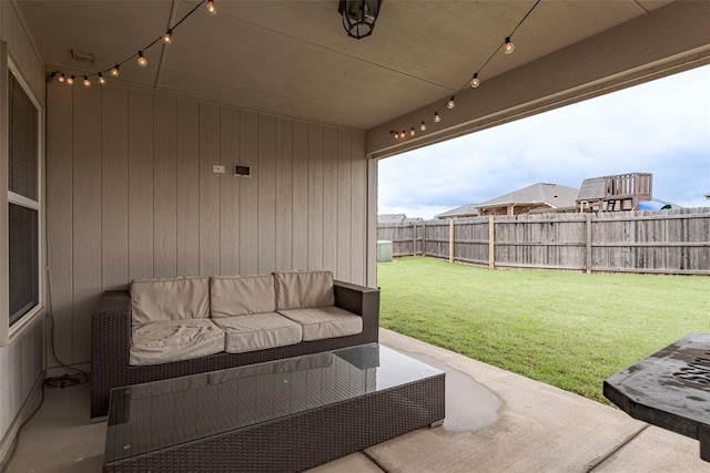 19005 Valencia Park Dr, Edmond, OK 73012 - view of patio / terrace featuring an outdoor hangout area