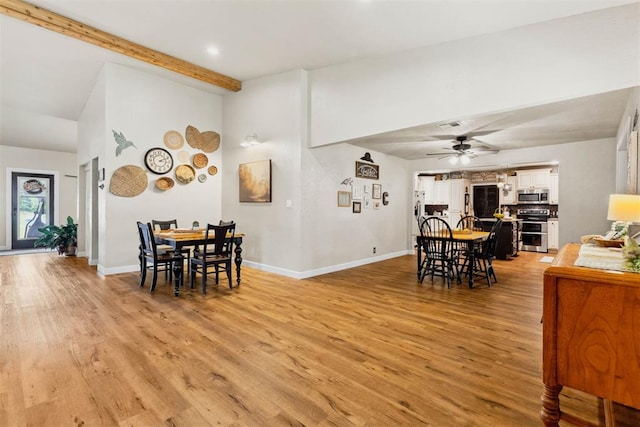26114 State Highway 19, Cyril, OK 73029 - dining area featuring light wood finished floors, ceiling fan, baseboards, and recessed lighting