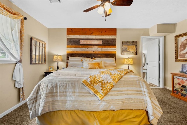 26114 State Highway 19, Cyril, OK 73029 - bedroom with carpet floors, baseboards, and a ceiling fan