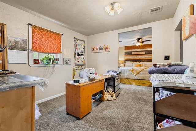 26114 State Highway 19, Cyril, OK 73029 - carpeted bedroom with a textured ceiling and baseboards