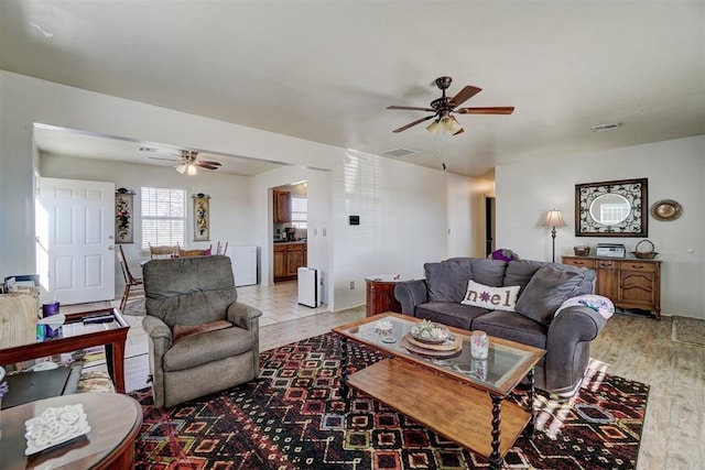 122 Cotton Tail Dr, Shawnee, OK 74804 - living area with a ceiling fan and light wood finished floors