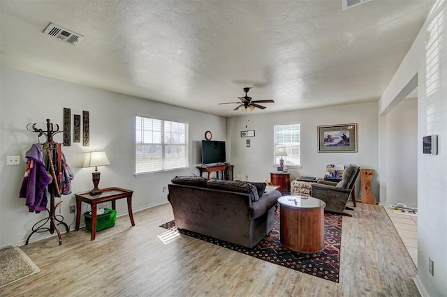 122 Cotton Tail Dr, Shawnee, OK 74804 - living room with wood finished floors and a ceiling fan