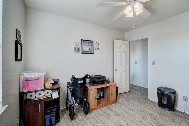 122 Cotton Tail Dr, Shawnee, OK 74804 - office area with wood finished floors and a ceiling fan