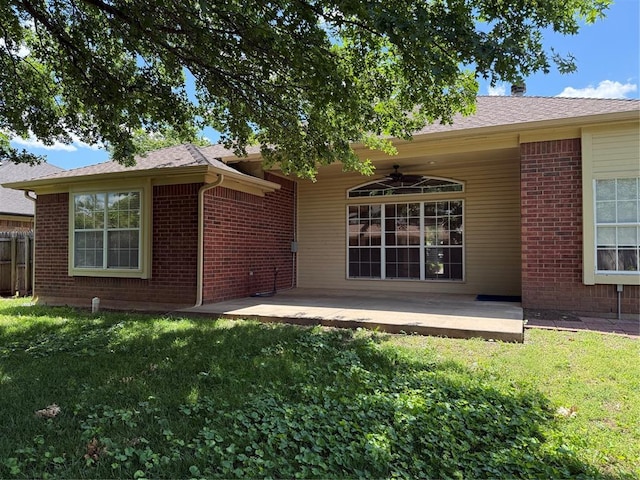 1617 Briarcreek, Norman, OK 73071 - back of house with brick siding, ceiling fan, and a patio