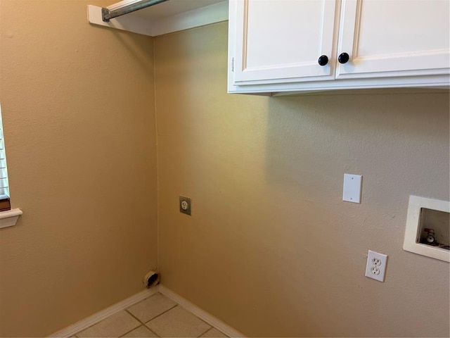 1617 Briarcreek, Norman, OK 73071 - washroom featuring hookup for an electric dryer, light tile patterned floors, cabinet space, baseboards, and hookup for a washing machine