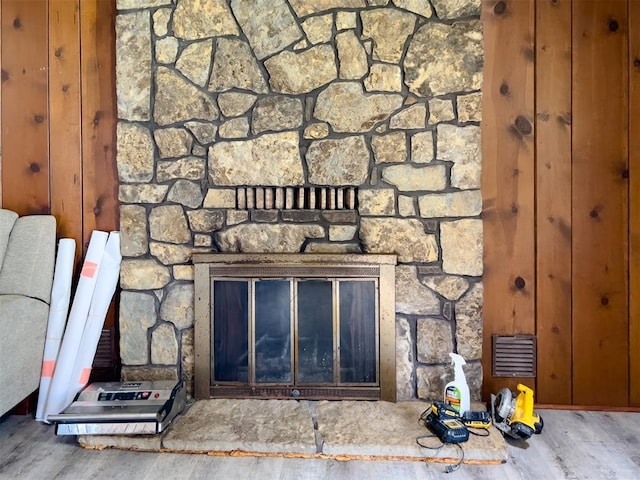 8701 Cornforth Rd, Guthrie, OK 73044 - detailed view of a stone fireplace and wood finished floors