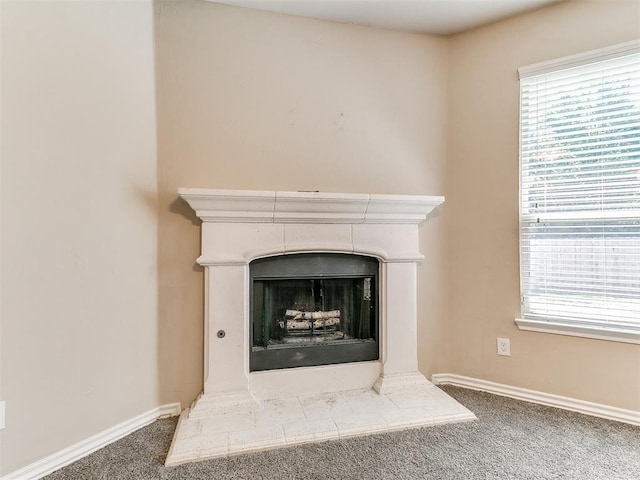 9708 Squire Ln, Yukon, OK 73099 - detailed view of carpet floors and a tiled fireplace