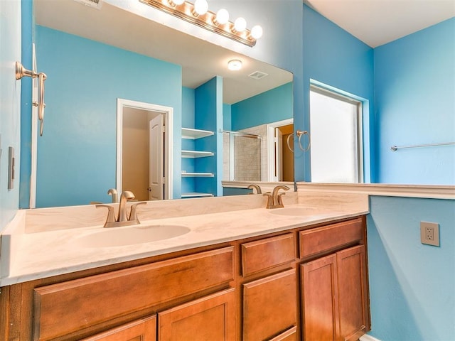 9708 Squire Ln, Yukon, OK 73099 - full bath with a stall shower and double vanity