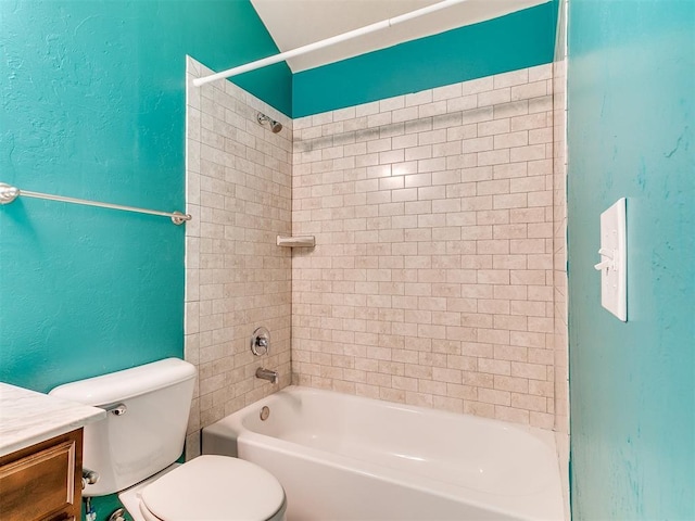 9708 Squire Ln, Yukon, OK 73099 - full bath featuring vanity, shower / bathtub combination, and a textured wall