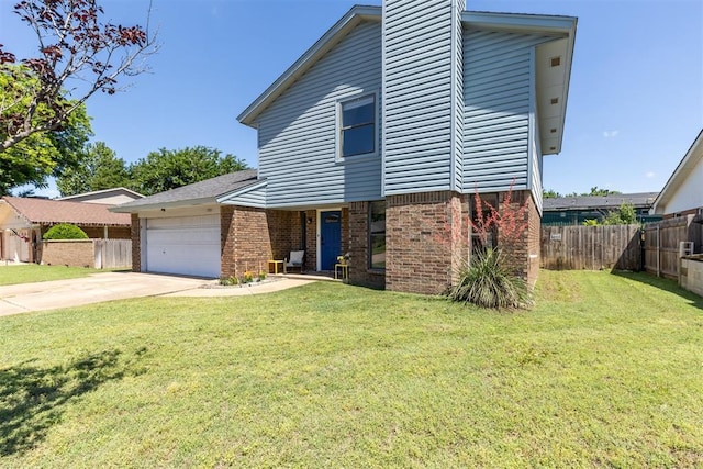 7921 NW 40th St, Bethany, OK 73008 - view of front of house with brick siding, a garage, concrete driveway, and a chimney
