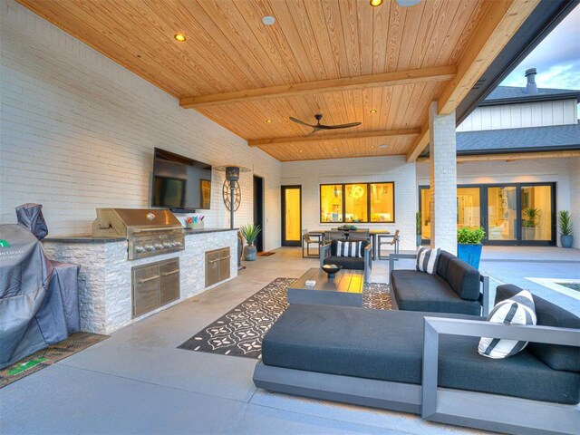 15825 Lacebark Ln, Edmond, OK 73013 - view of patio featuring an outdoor hangout area, a ceiling fan, and outdoor dining space