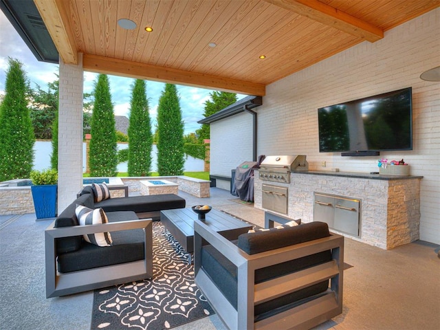 15825 Lacebark Ln, Edmond, OK 73013 - view of patio / terrace featuring an outdoor living space with a fire pit