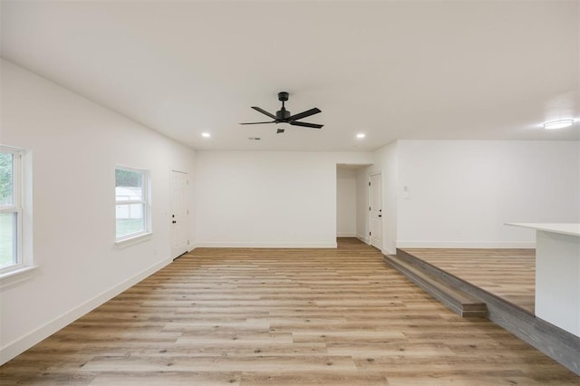2817 N Donnelly Ave, Oklahoma City, OK 73107 - spare room featuring recessed lighting, light wood-style flooring, ceiling fan, and baseboards