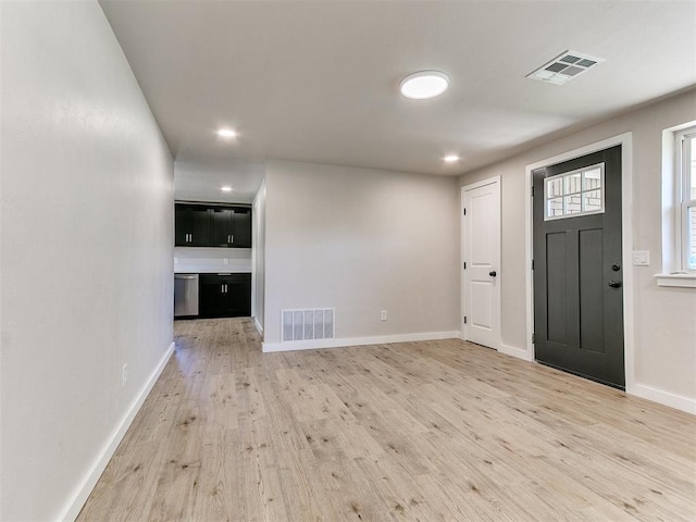 7624 NW 14th Ter, Oklahoma City, OK 73127 - entrance foyer with light wood finished floors, baseboards, and recessed lighting