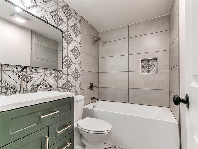 7624 NW 14th Ter, Oklahoma City, OK 73127 - bathroom with toilet, tub / shower combination, and vanity