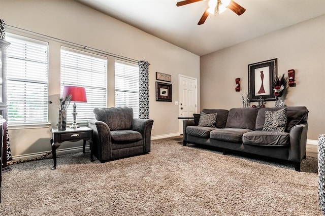 11444 NW 131st St, Piedmont, OK 73078 - living room with a ceiling fan, baseboards, and carpet