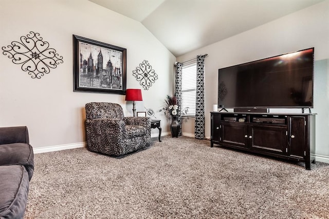 11444 NW 131st St, Piedmont, OK 73078 - carpeted living room with vaulted ceiling and baseboards