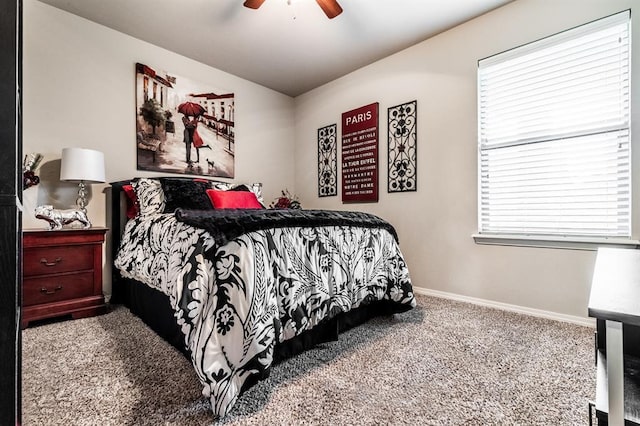 11444 NW 131st St, Piedmont, OK 73078 - bedroom featuring carpet floors, baseboards, multiple windows, and ceiling fan