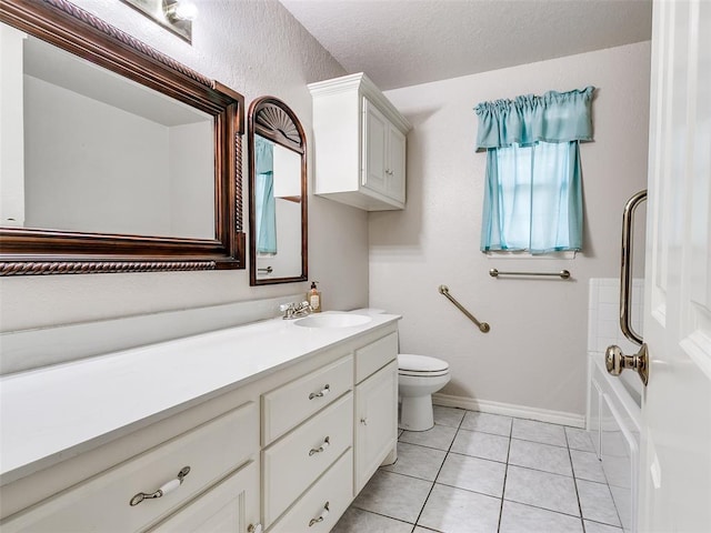 105 Taos, Edmond, OK 73013 - full bathroom featuring vanity, tile patterned flooring, a textured ceiling, and shower / bath combination