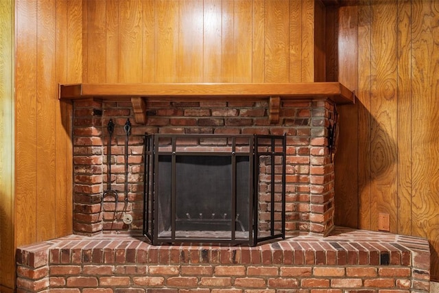 1112 E 11th St, Edmond, OK 73034 - detailed view of wooden walls and a fireplace