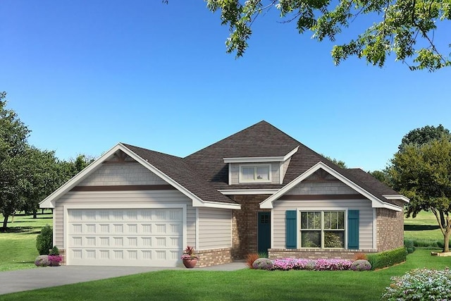 1809 Samuels Ct, Norman, OK 73072 - craftsman-style home featuring a garage, a front yard, concrete driveway, brick siding, and a shingled roof