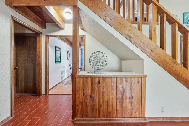 13220 Shady Tree Pl, Edmond, OK 73013 - stairway with wood finished floors