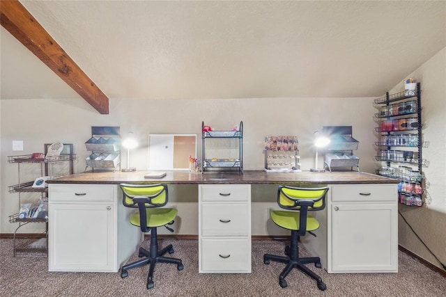 13220 Shady Tree Pl, Edmond, OK 73013 - office area with carpet flooring, beam ceiling, and baseboards