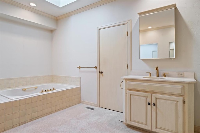 1409 Glenbrook Ter, Nichols Hills, OK 73116 - bathroom with vanity, a bath, crown molding, and recessed lighting