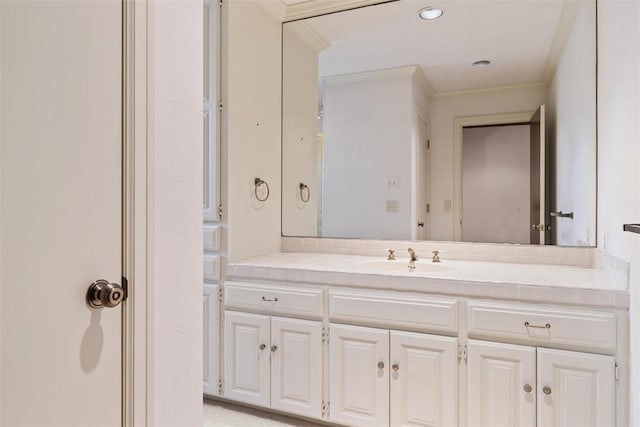 1409 Glenbrook Ter, Nichols Hills, OK 73116 - bathroom with crown molding and vanity