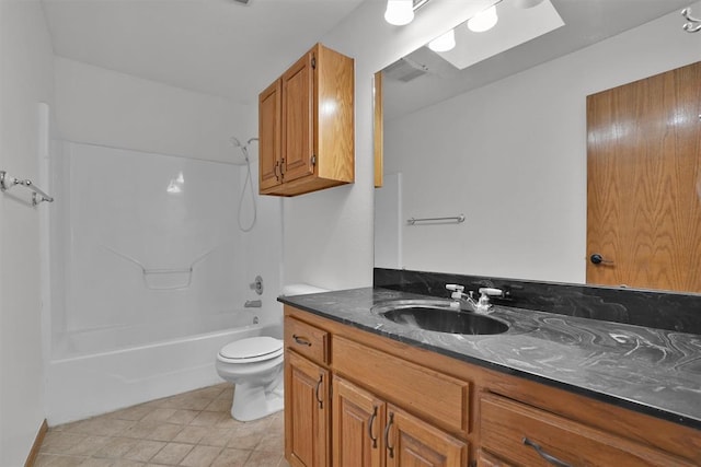 1101 Wendy Ln, Altus, OK 73521 - full bathroom with vanity, toilet, shower / bathtub combination, and tile patterned floors