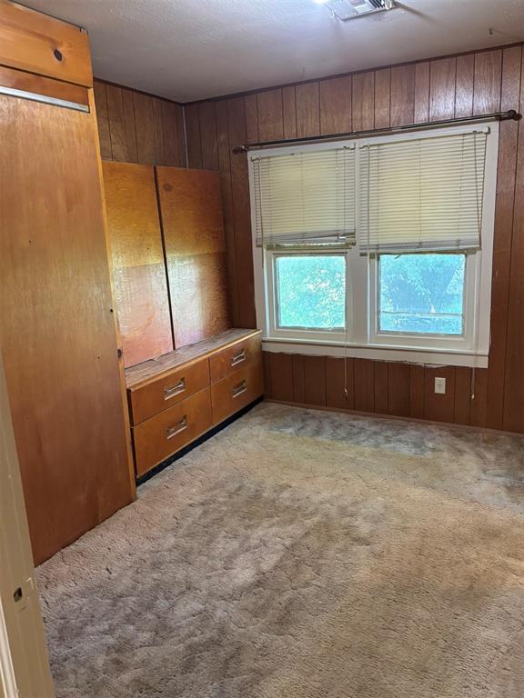 316 N Crenshaw St, Wayne, OK 73080 - spare room with wood walls and light carpet