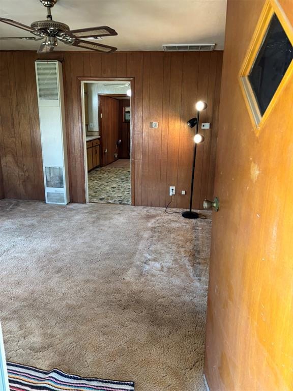 316 N Crenshaw St, Wayne, OK 73080 - corridor with carpet floors, wooden walls, and attic access