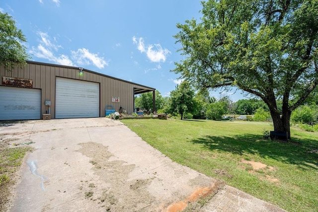 11110 Jeffords Ave, Choctaw, OK 73020 - view of grassy yard with an outdoor structure and a garage